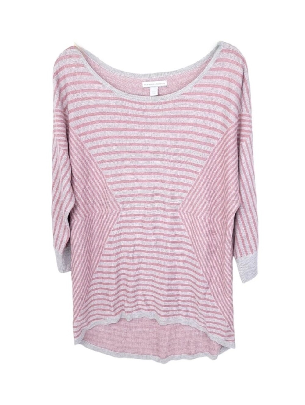 New York & Co Sweater Womens Medium Y2K Knit Pullover Striped Top 3/4 Sleeve